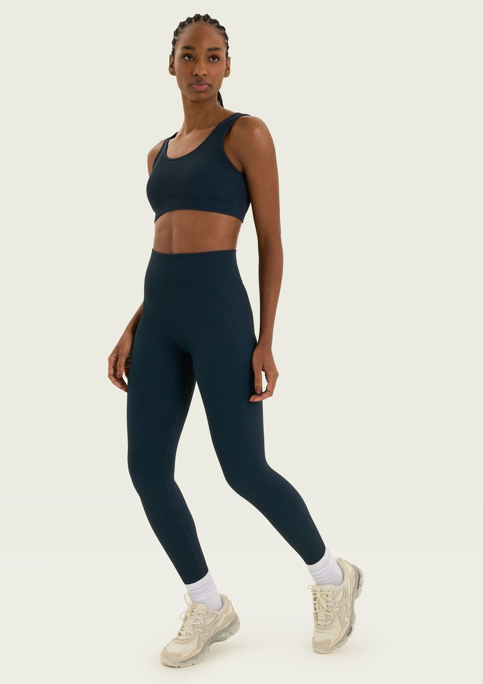 Calça Legging Feminina Canelada Sem Costura - Azul
