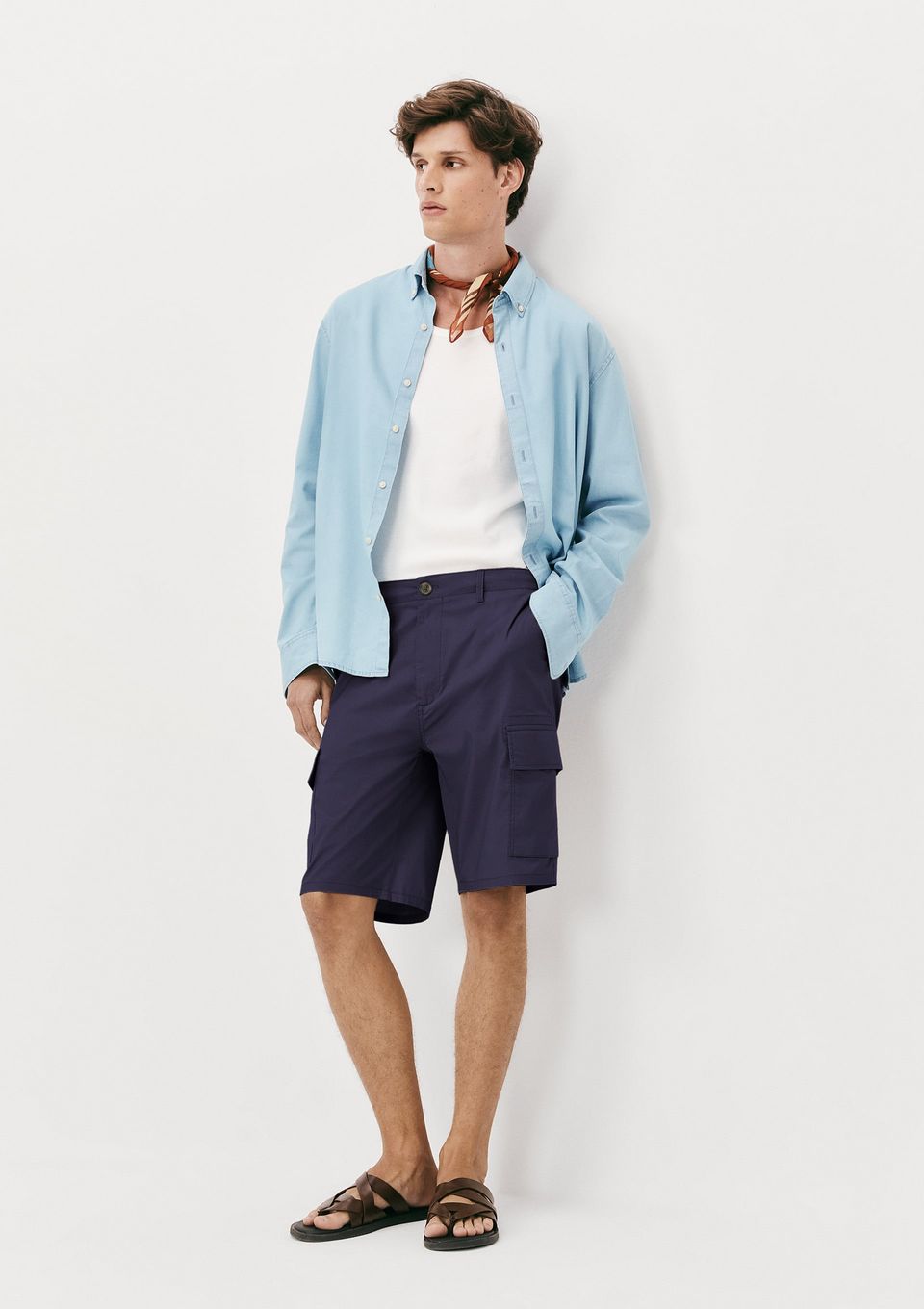 Bermuda Masculina Cargo Reta - Azul