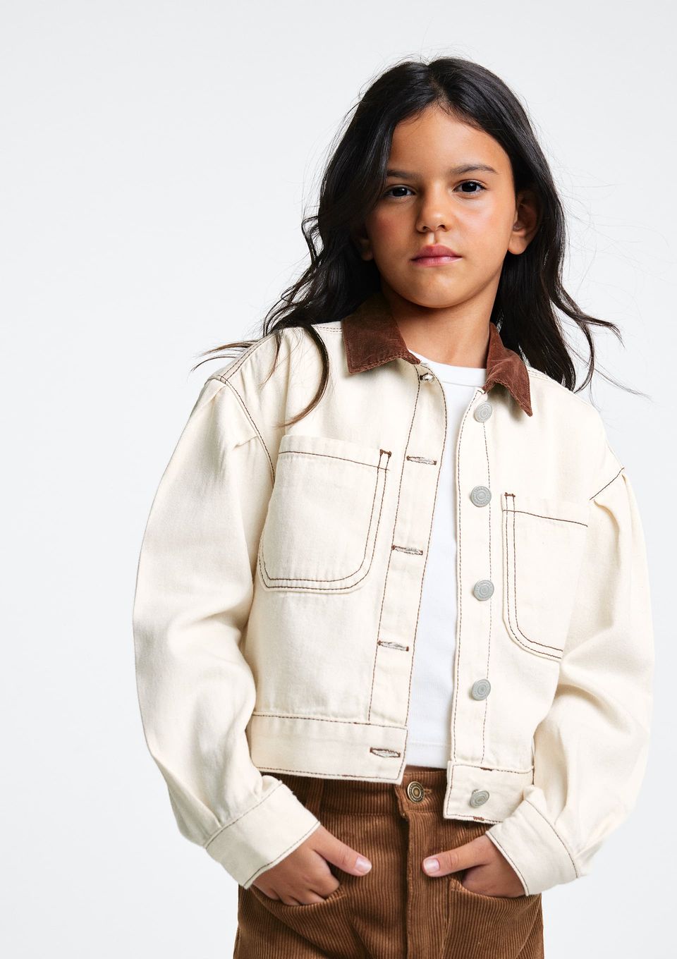 Jaqueta Infantil Menina em Sarja - Off White