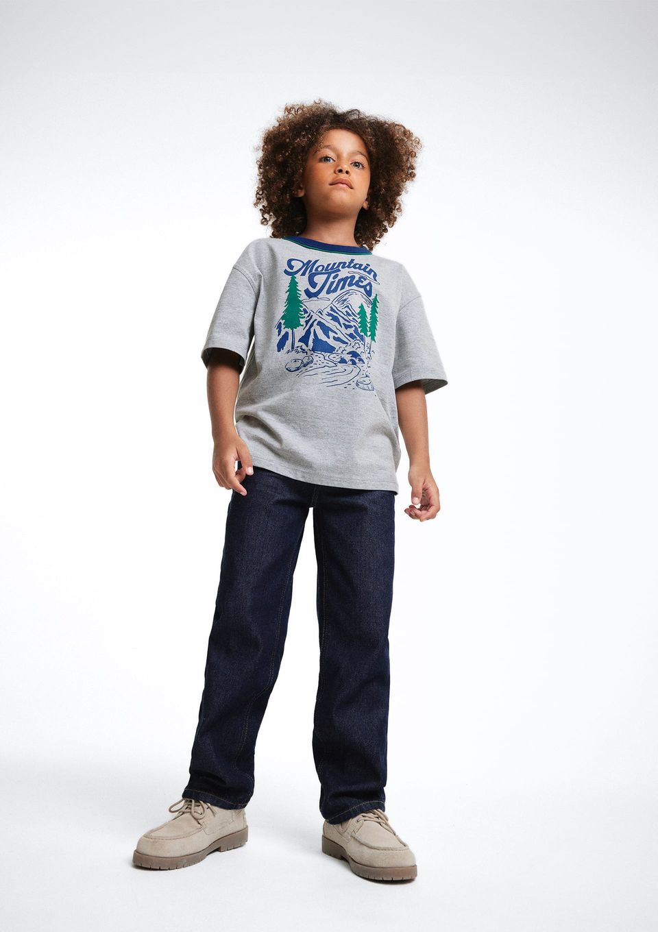 Camiseta Infantil Menino Oversized Estampada - Cinza