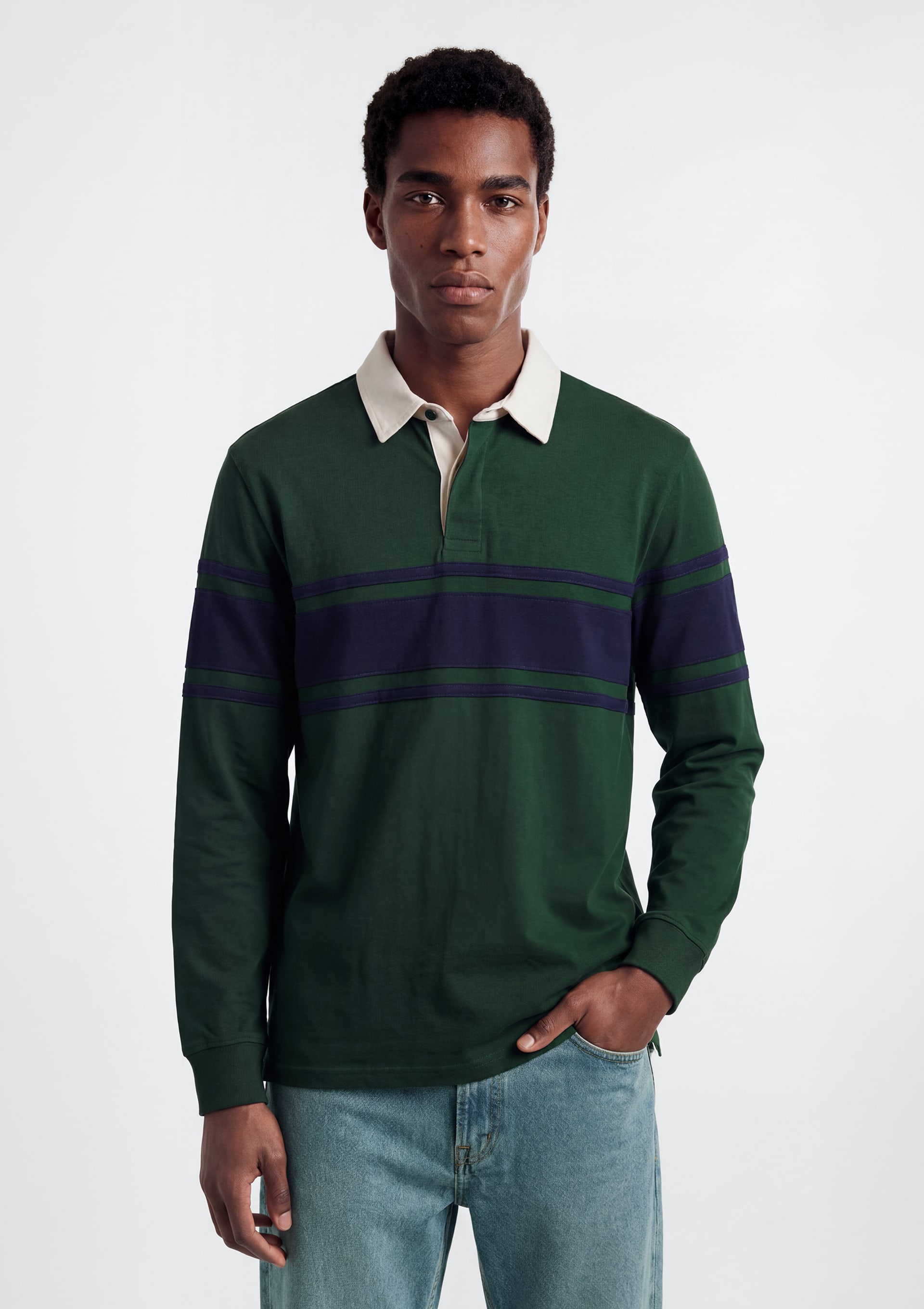 Camisa Polo Masculina Comfort Fio Tinto - Verde
