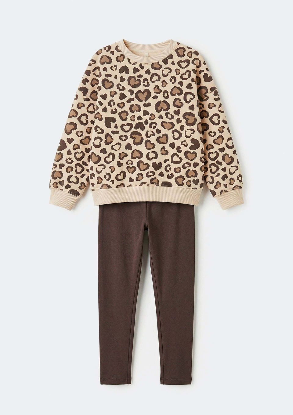 Conjunto Infantil Menina com Blusão Estampado - Marrom