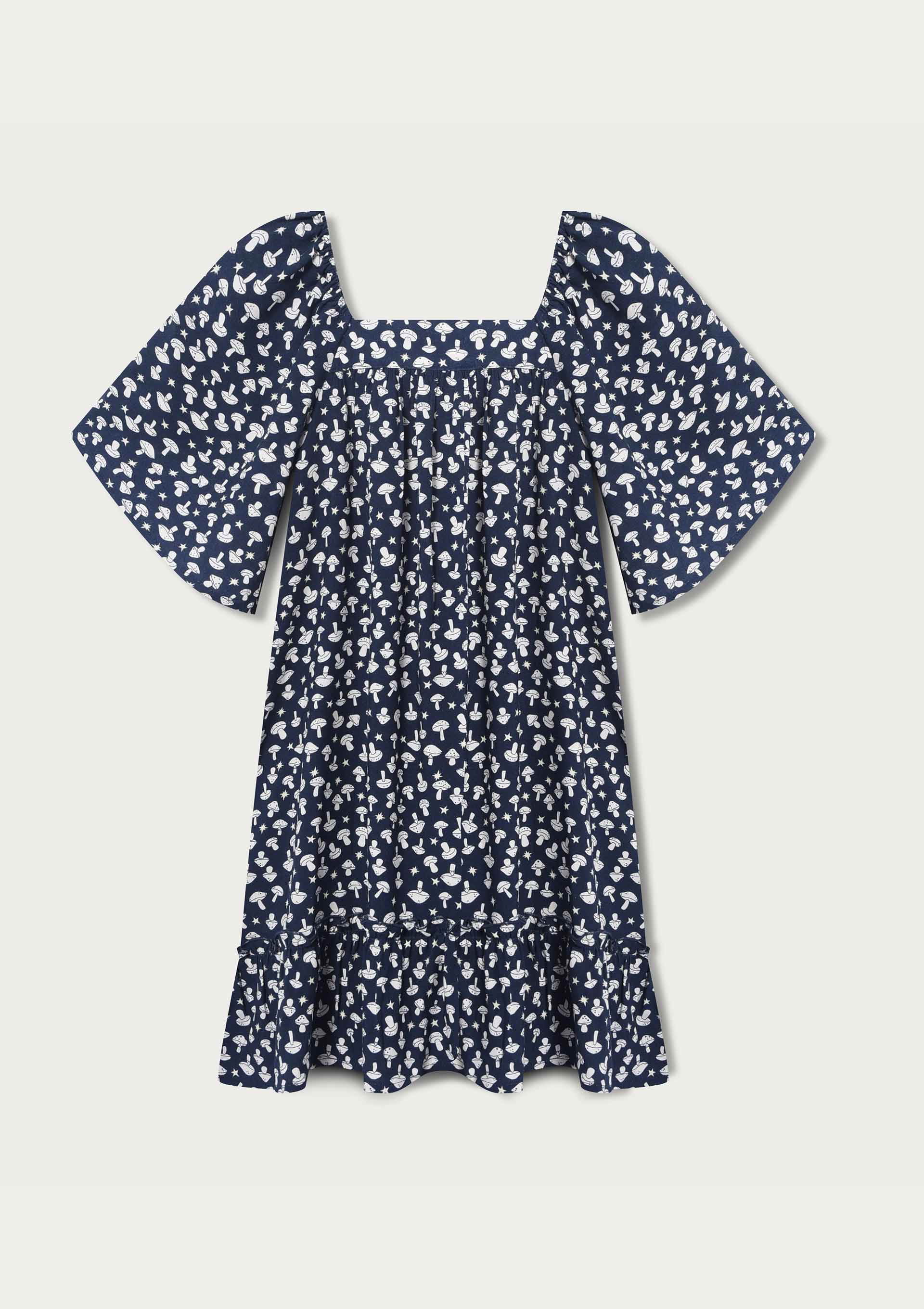 Vestido Infantil com Mangas Bufantes - Azul — Hering