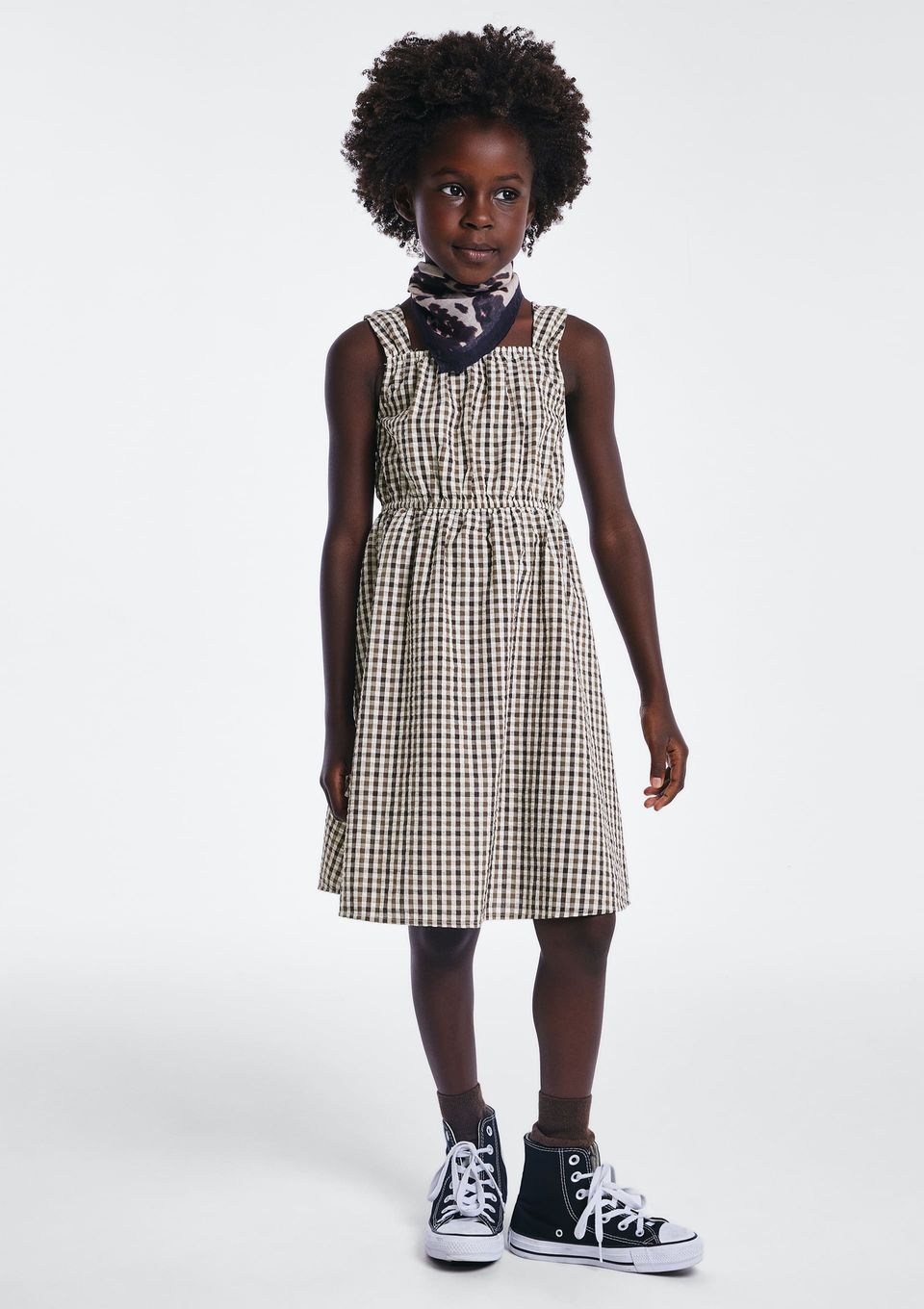 Vestido Infantil Curto Godê - Marrom