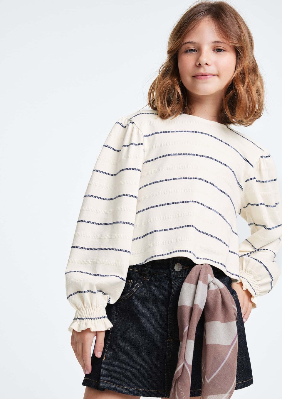 Blusa Bata Infantil Menina Manga Longa Listrada - Creme