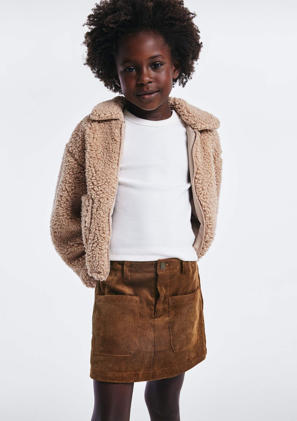 Shorts Saia Infantil em Veludo Cotelê - Marrom