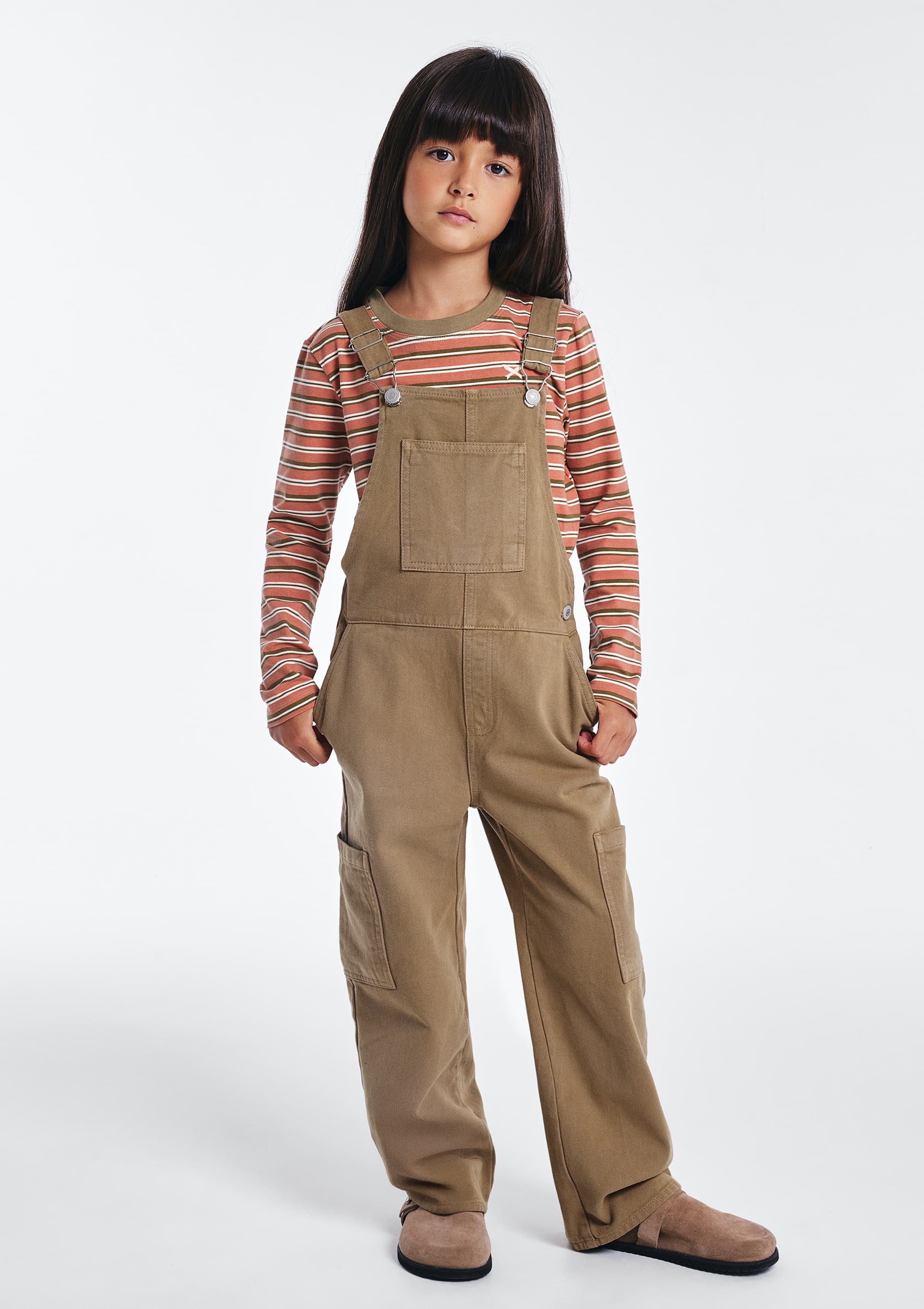 Jardineira Infantil Menina Longa em Sarja - Verde — Hering