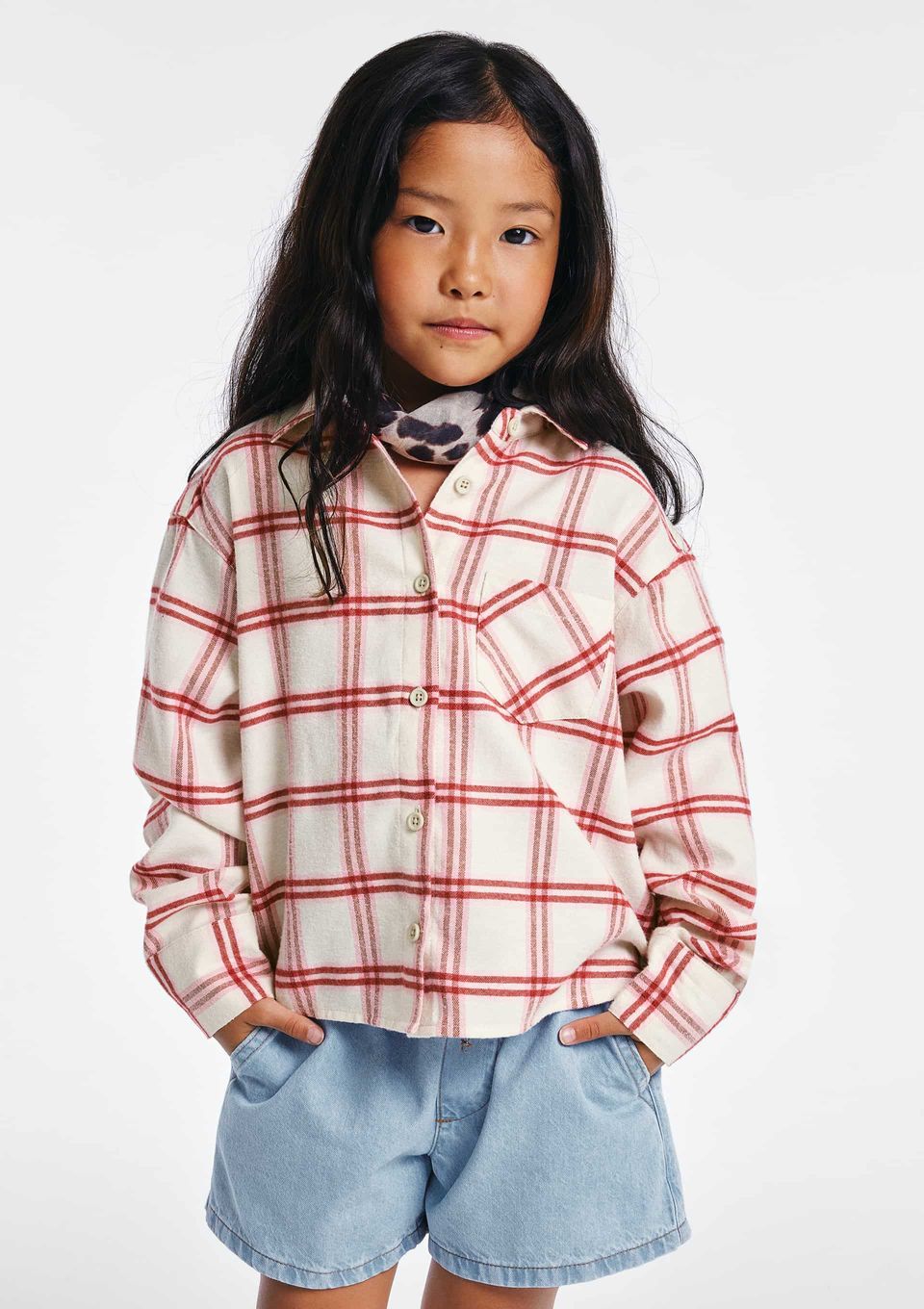 Camisa Infantil Menina Tricoline Fio Tinto - Rosa