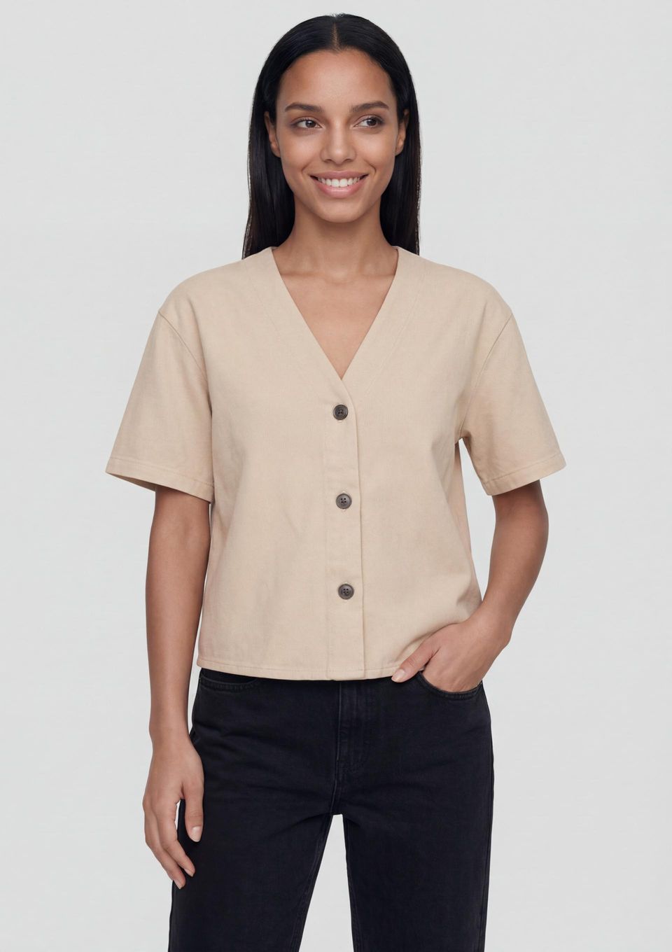 Blusa Feminina em Tecido Plano - Creme