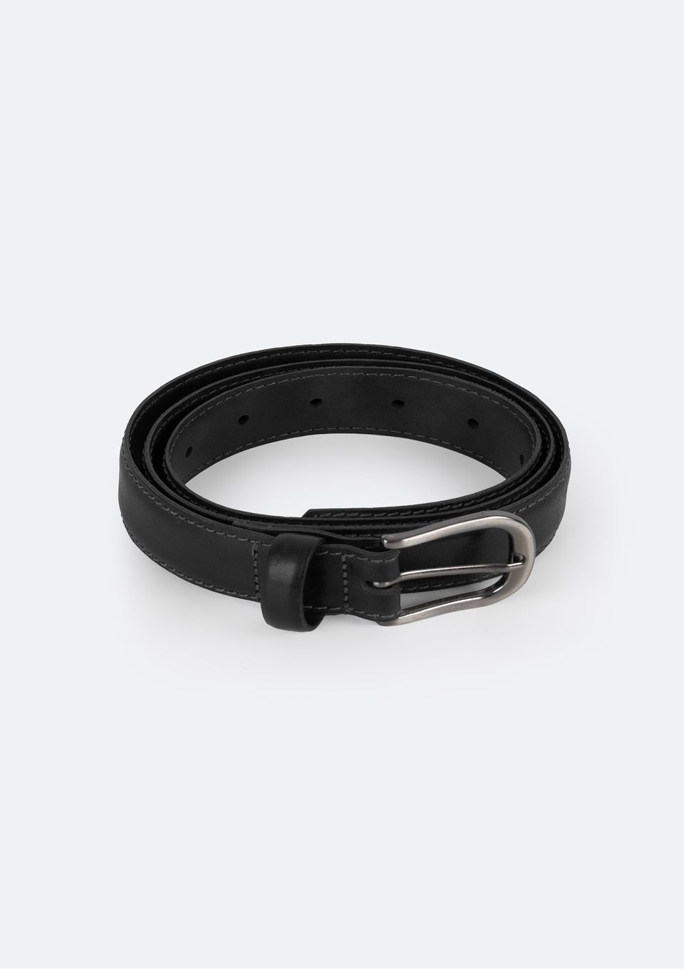 Cinto Masculino em Couro com Fivela de Metal - Preto