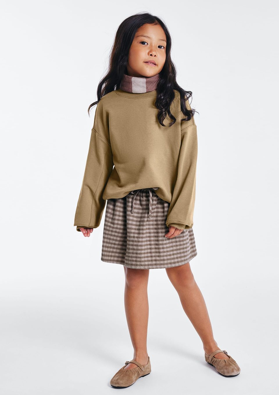 Shorts Saia Infantil Fio Tinto Xadrez - Marrom