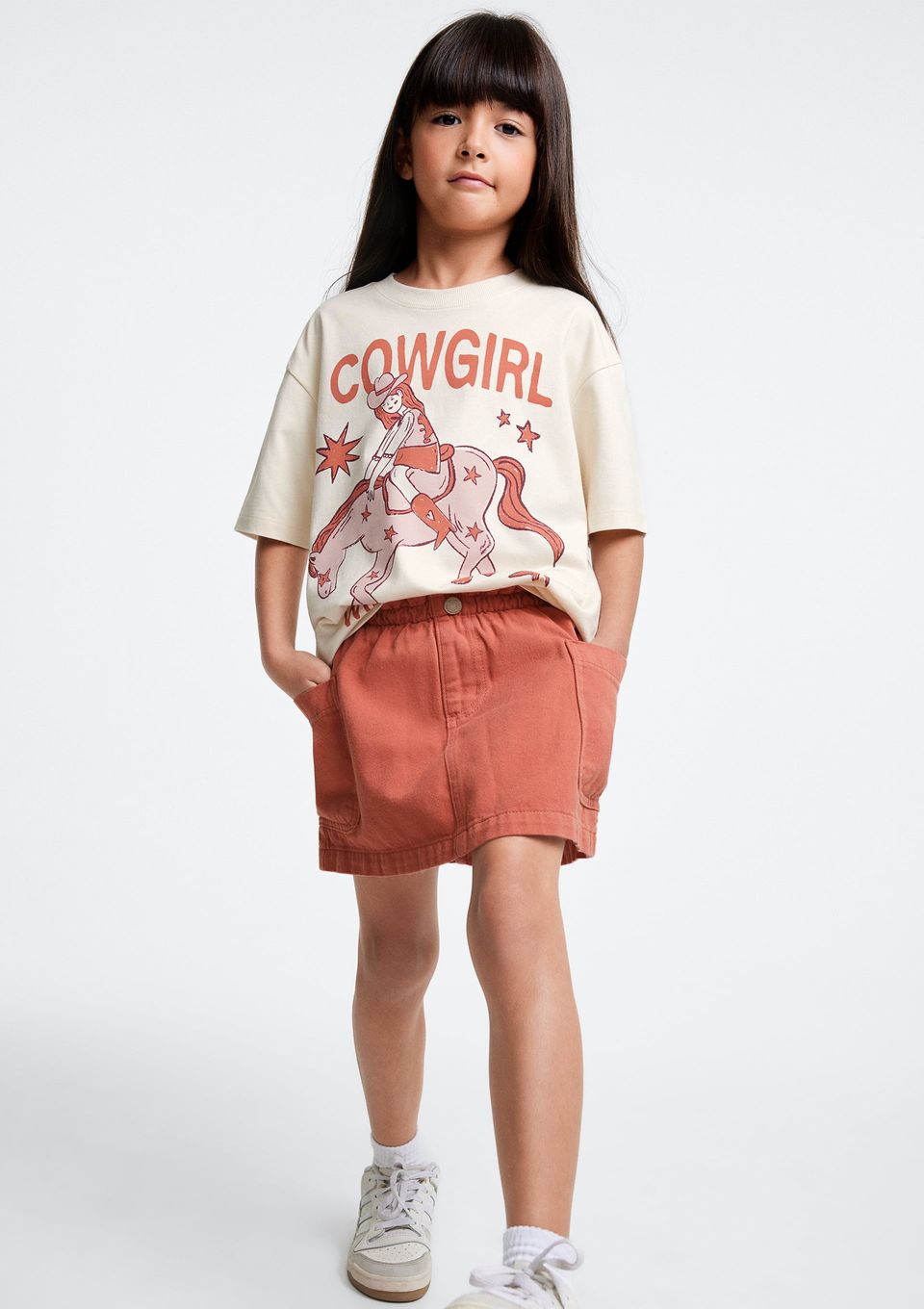 Shorts Saia Infantil em Sarja - Rosa