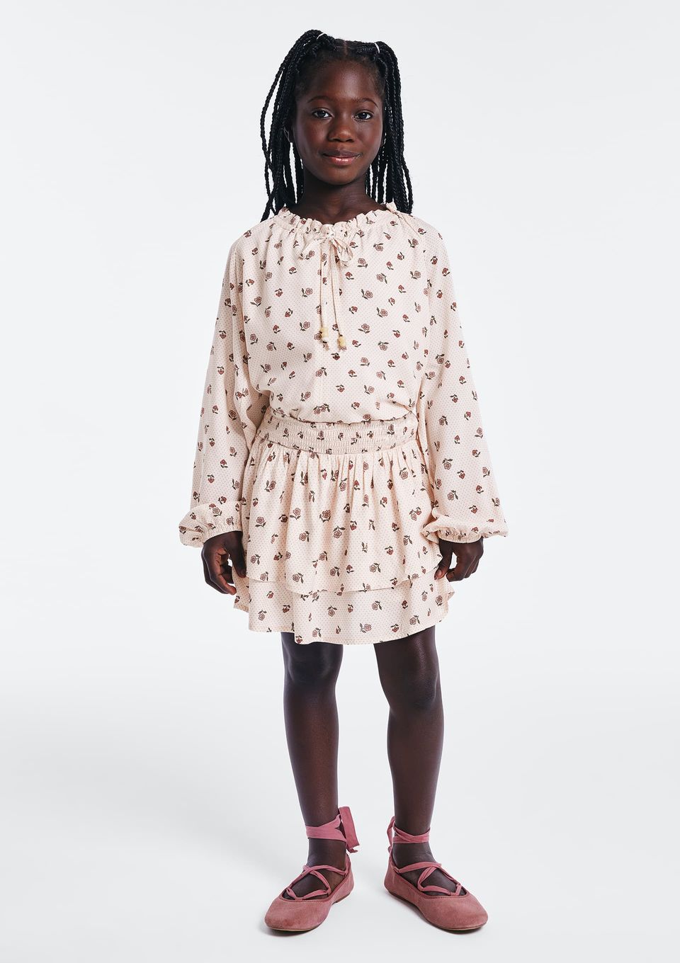 Shorts Saia Infantil com Babados - Rosa