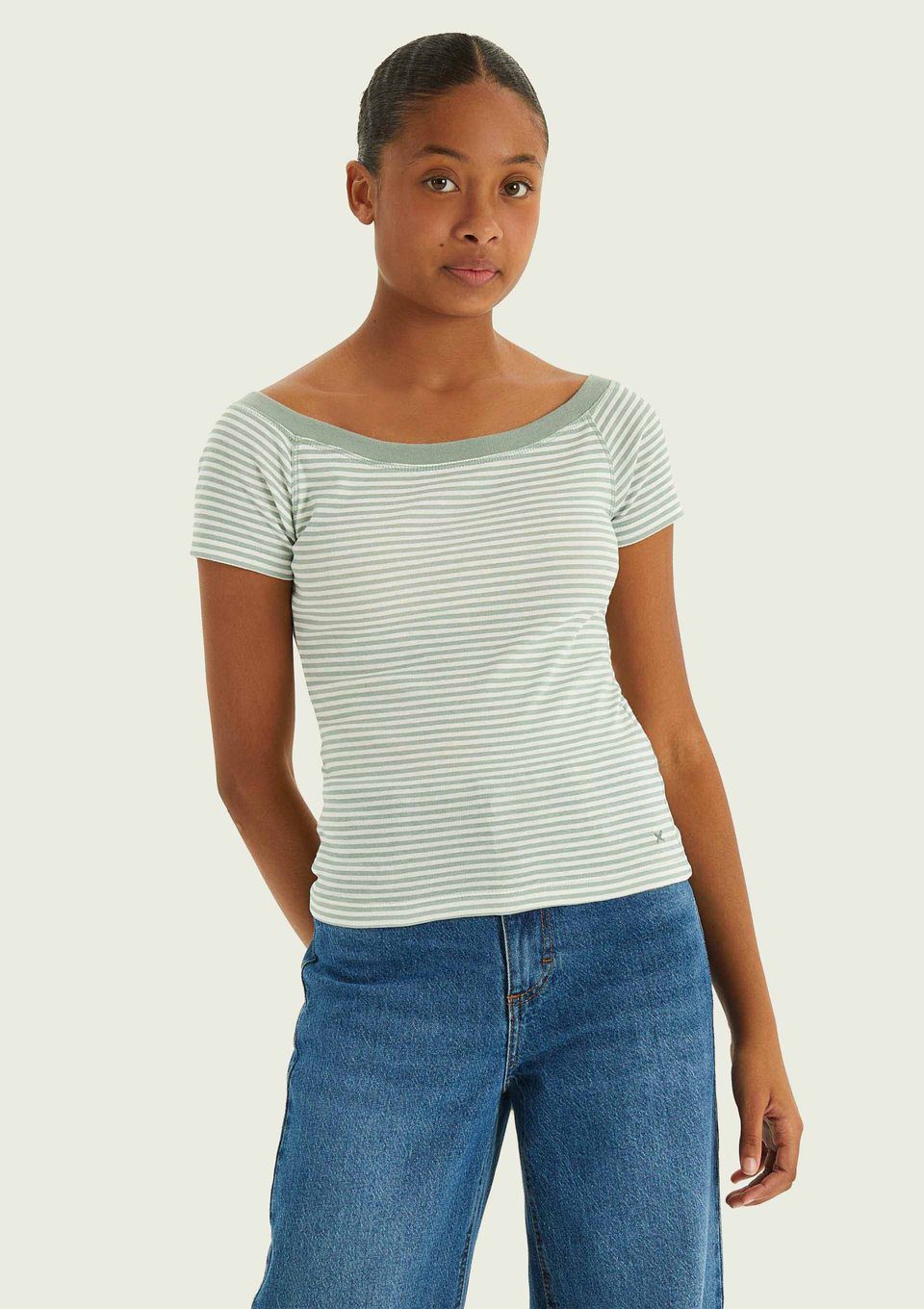 Blusa Teen Ombro A Ombro Fio Tinto - Cinza