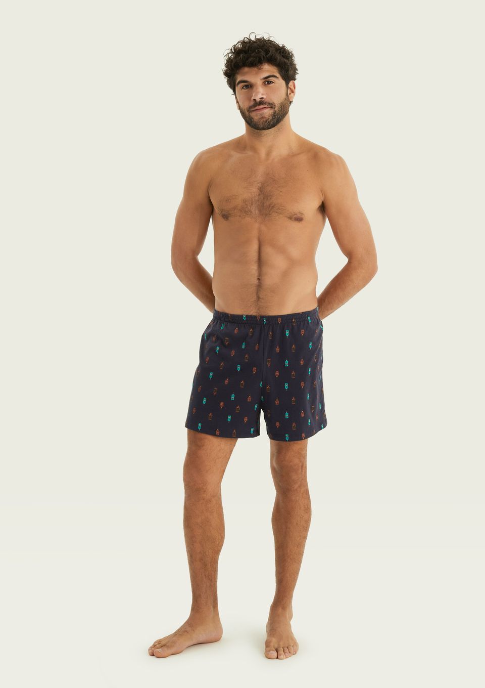 Cueca Samba Canção Estampada + Saquinho Presenteável - Azul