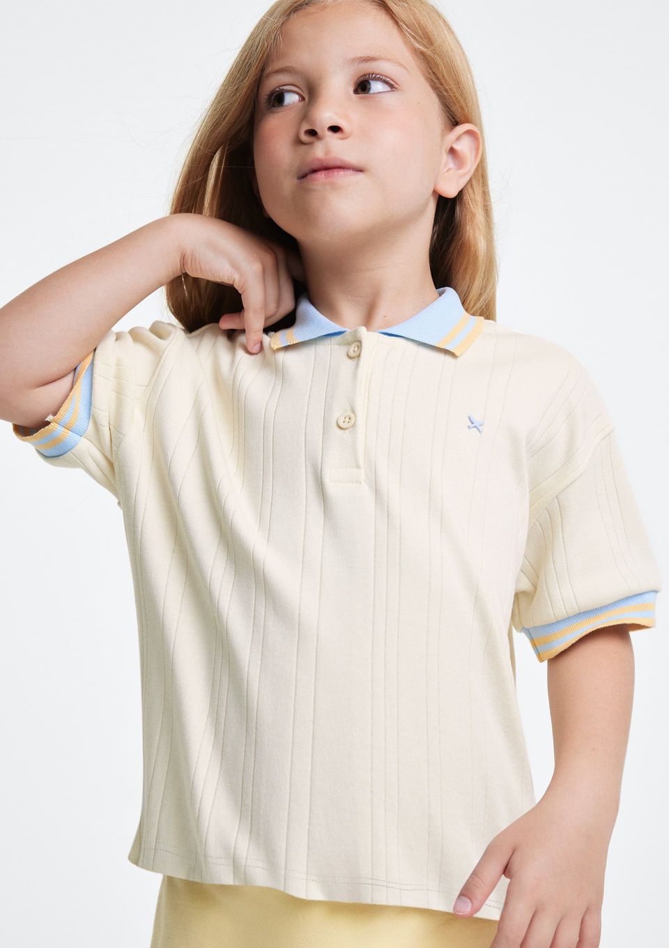 Camisa Polo Menina Relaxed Canelada - Off White