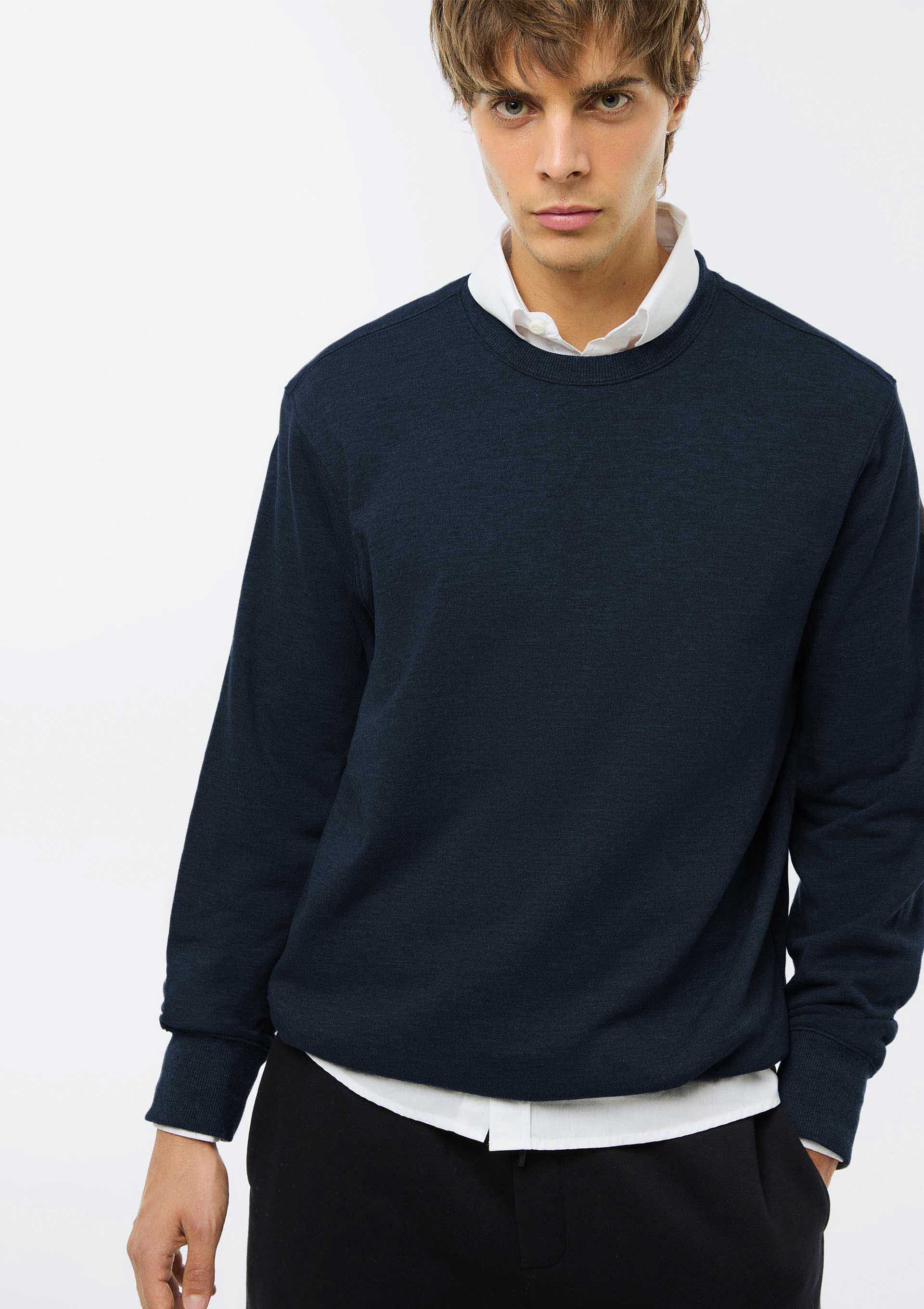 Blusão Básico Masculino Comfort em Moletom Peluciado - Azul — Hering
