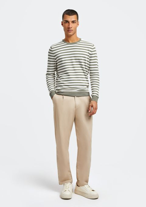 Blusão Básico Masculino Listrado em Tricô - Verde — Hering