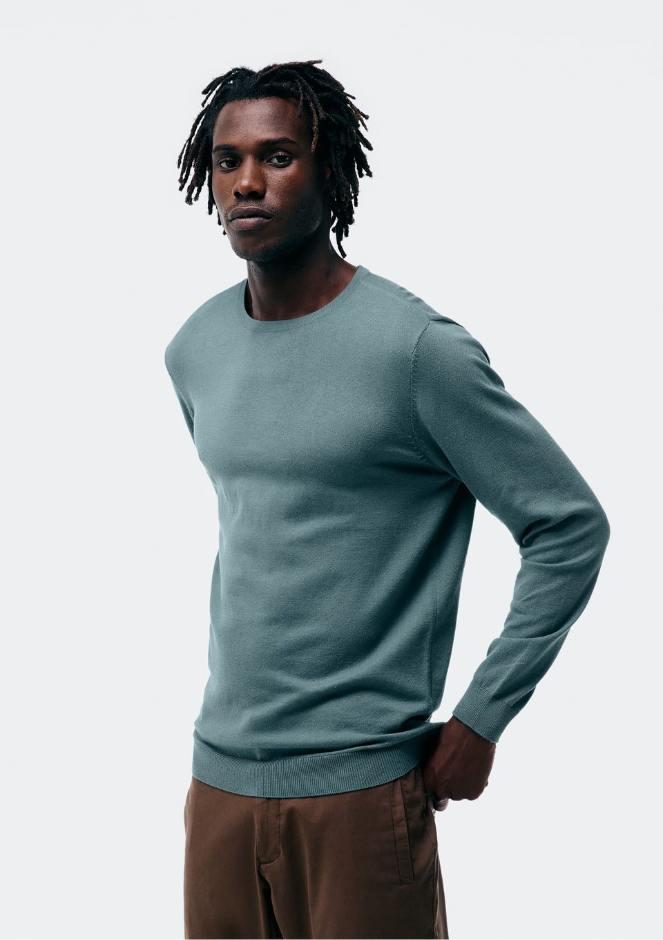 Blusão Básico Masculino Regular em Tricô - Azul