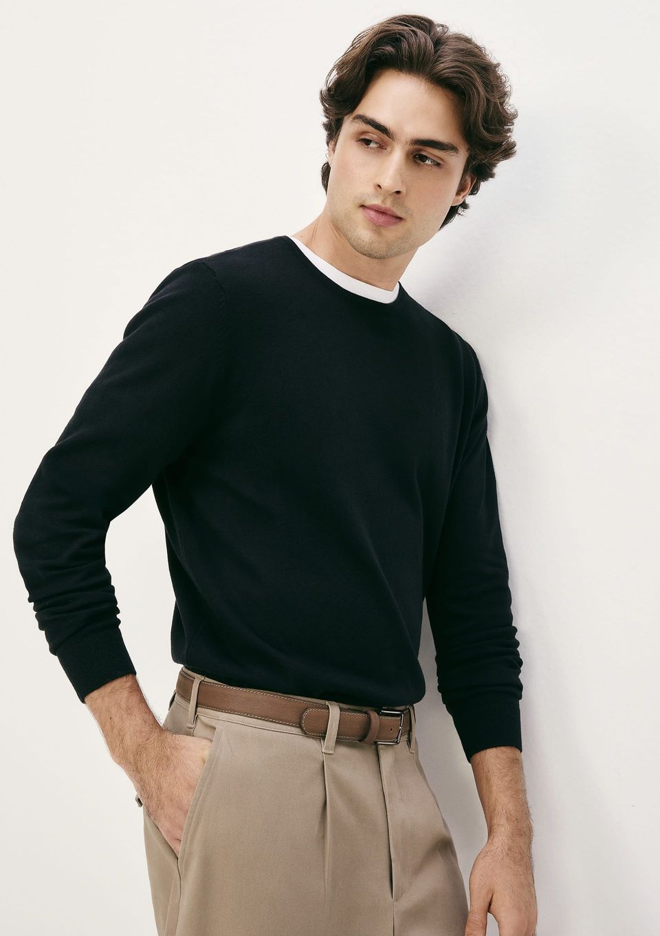 Blusão Básico Masculino Regular em Tricô - Preto