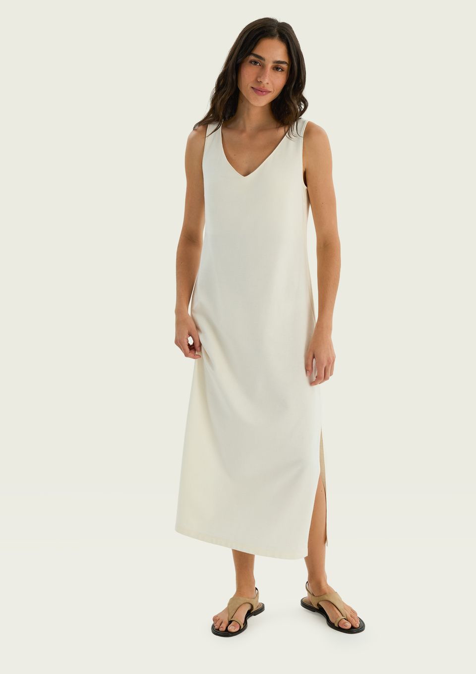 Vestido Curto Decote V Texturizado - Off White
