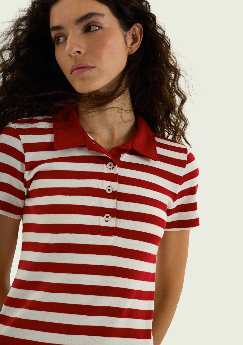 Polo Feminina Super Slim em Ribana - Vermelho