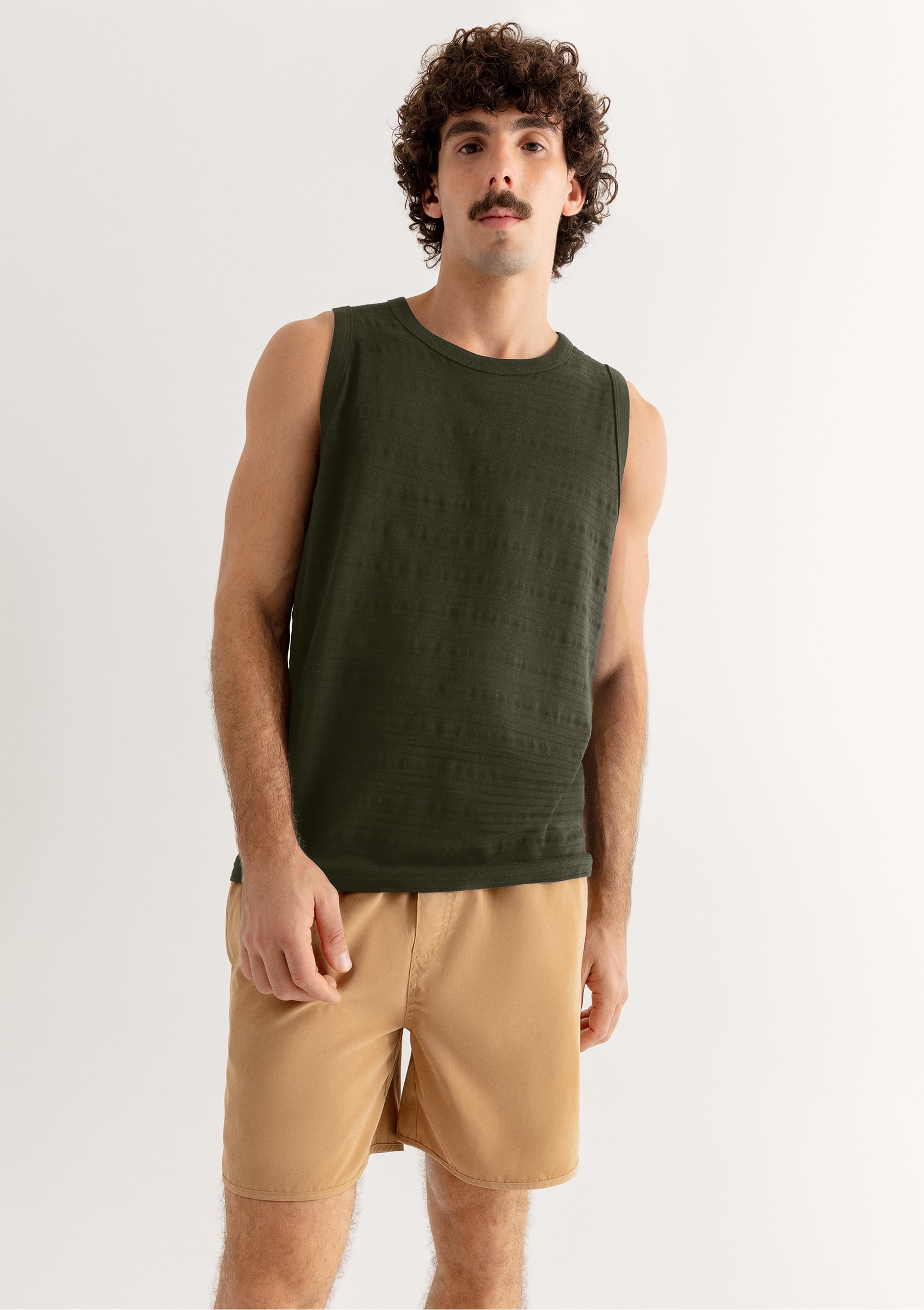 Regata Masculina Regular Texturizada - Verde — Hering