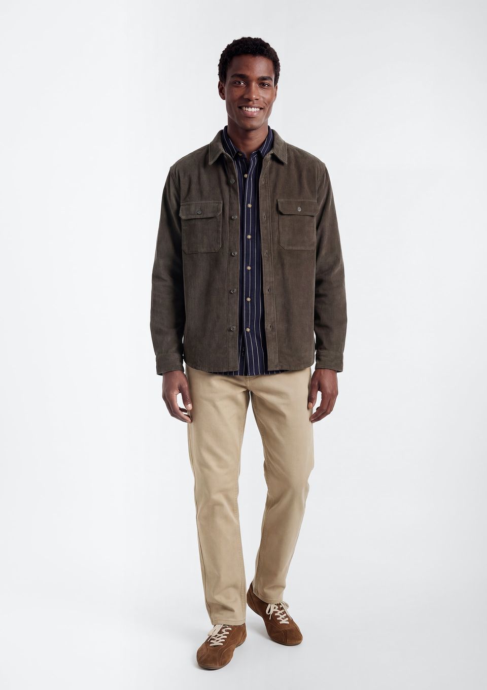 Calça Masculina Slim em Sarja - Bege