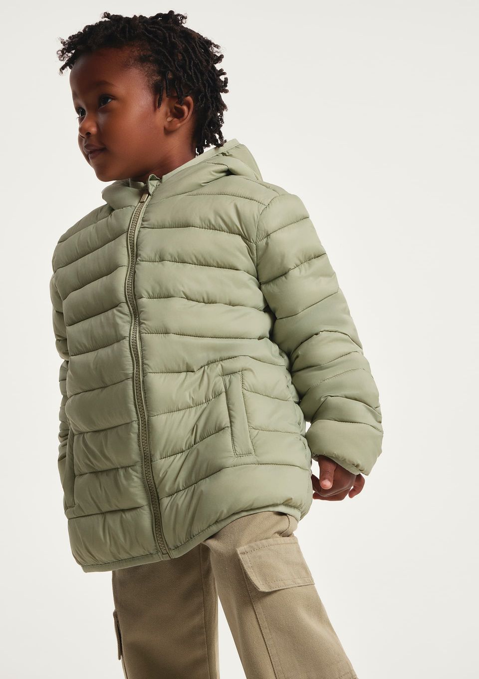 Jaqueta Puffer Infantil Unissex com Capuz - Verde