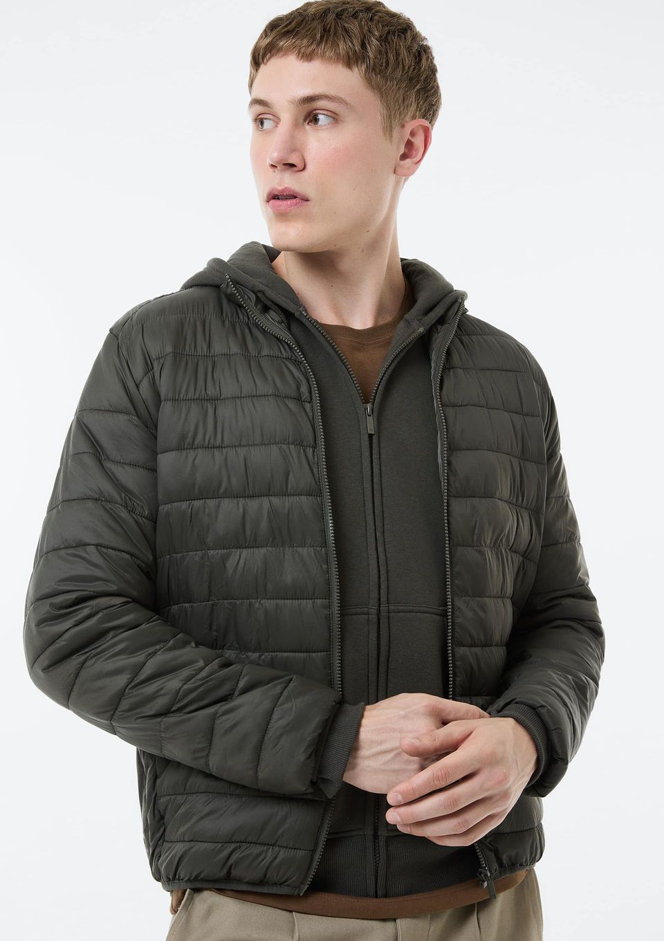 Jaqueta Masculina Puffer Matelassê + Saquinho - Verde