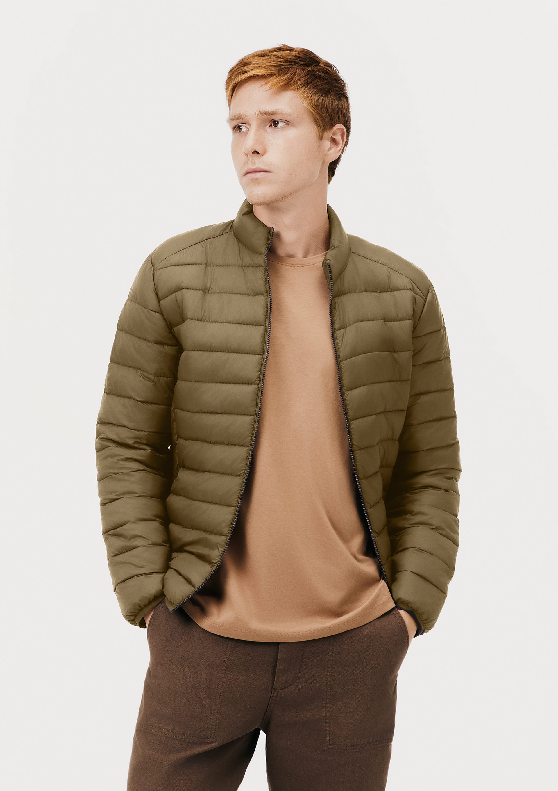 Jaqueta Básica Masculina Puffer Regular Matelassê - Verde