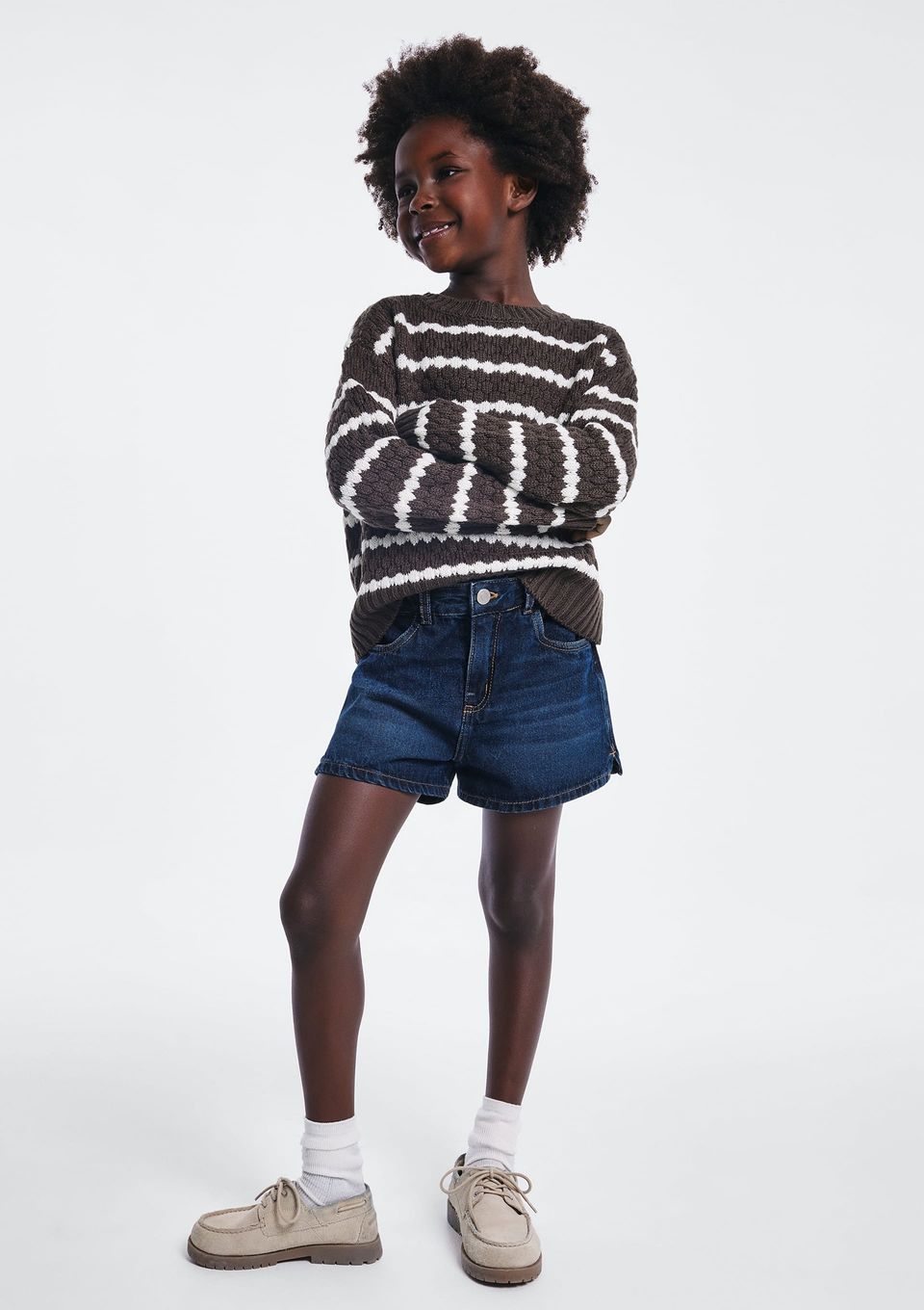 Shorts Jeans Infantil Menina Barra Desfiada - Azul