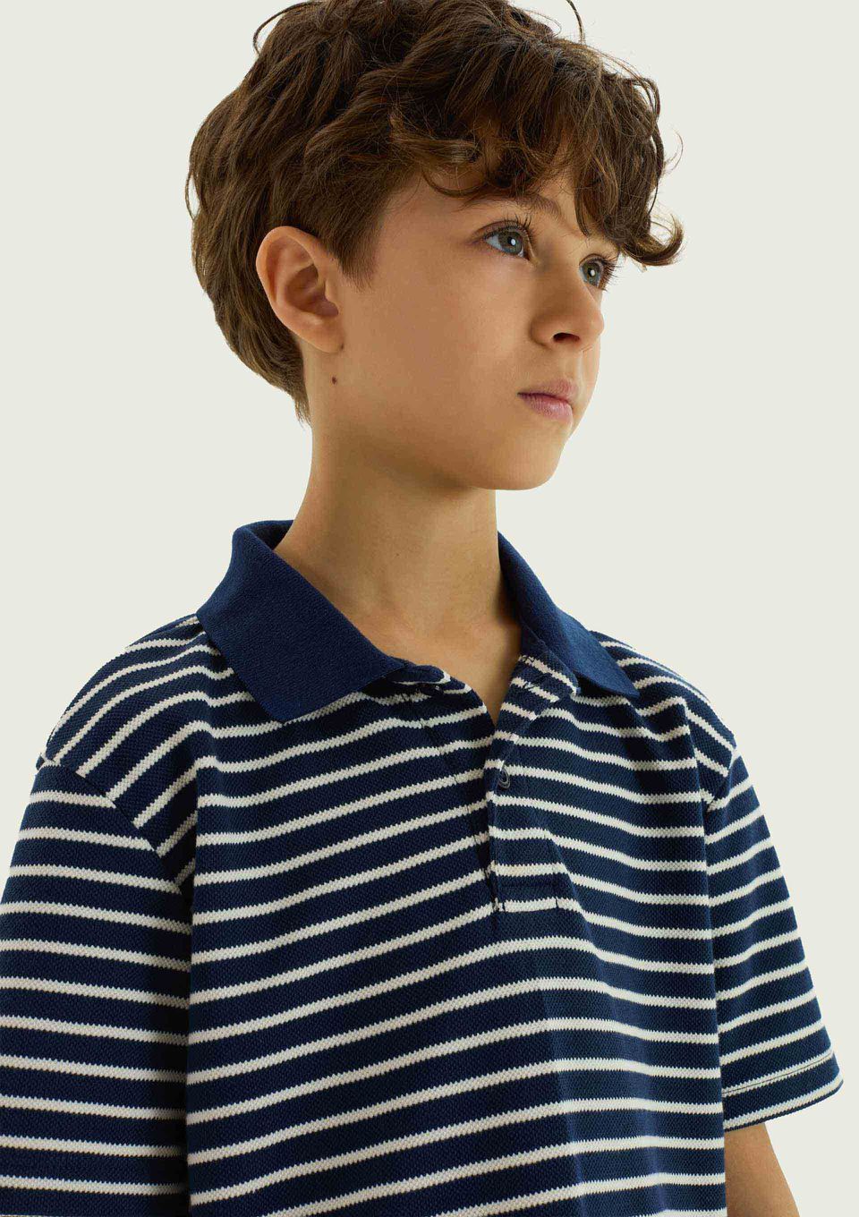 Polo Infantil Menino em Malha Piquet - Azul