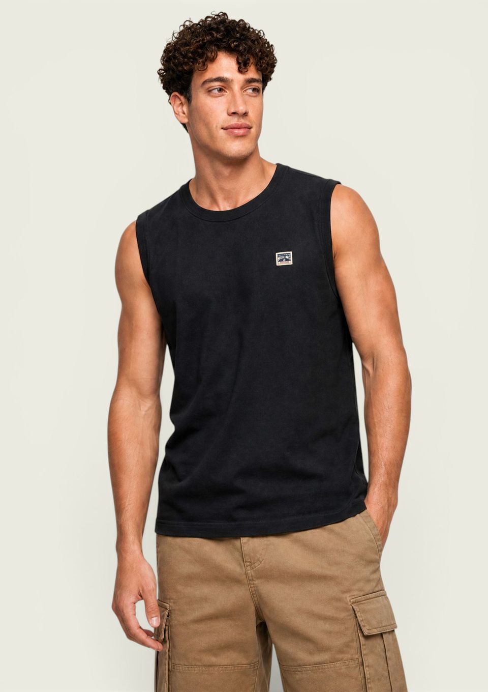 Regata Masculina Básica Alças Largas - Preto