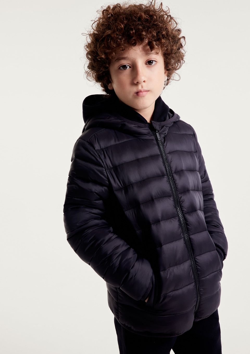 Jaqueta Puffer Infantil Unissex com Capuz - Preto