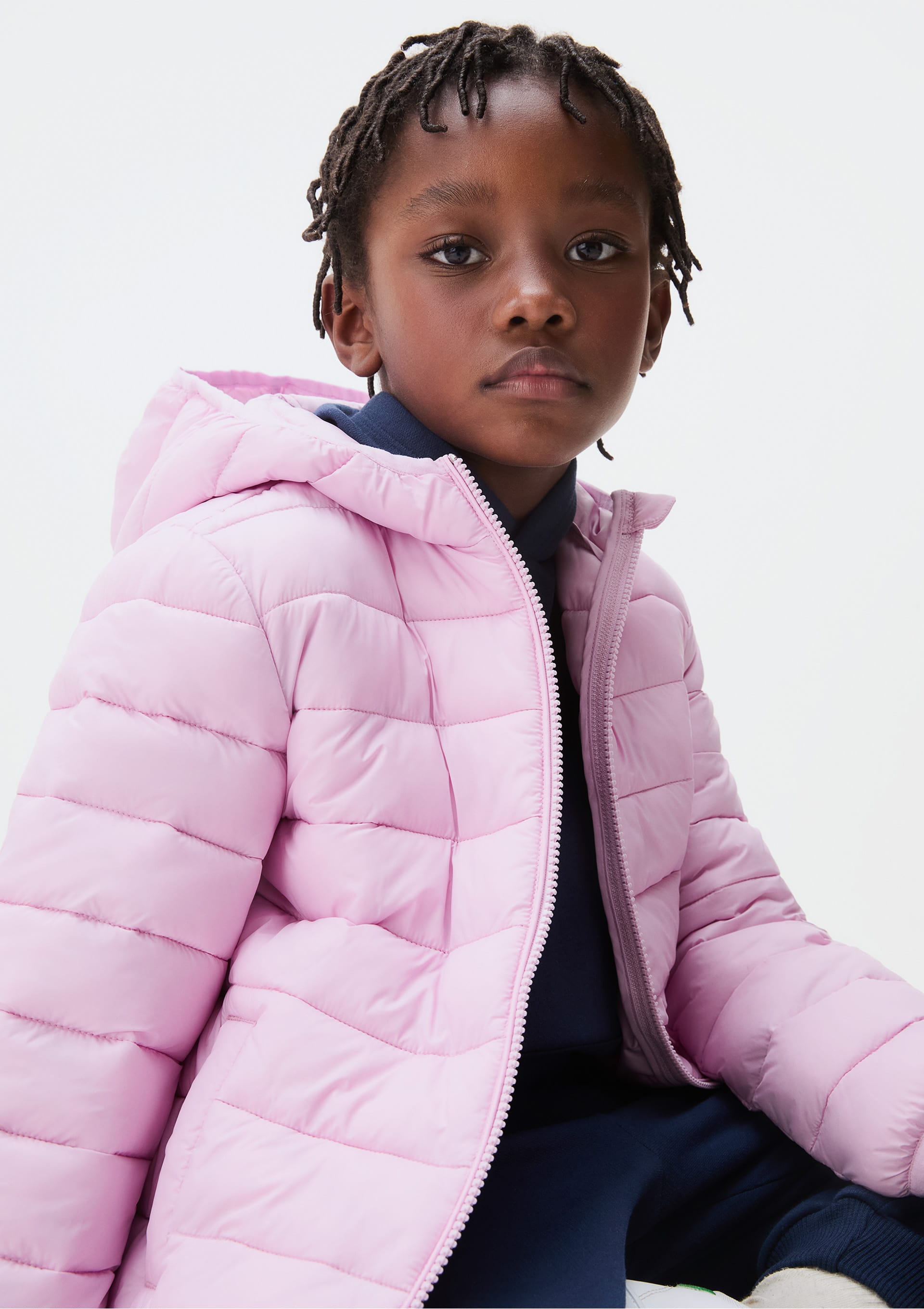 Jaqueta Puffer Infantil Unissex Com Capuz - Rosa