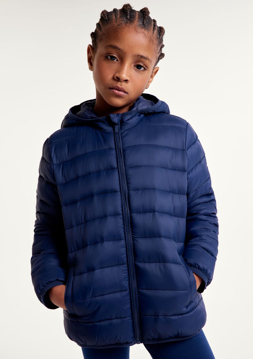 Jaqueta Puffer Infantil Unissex com Capuz - Azul
