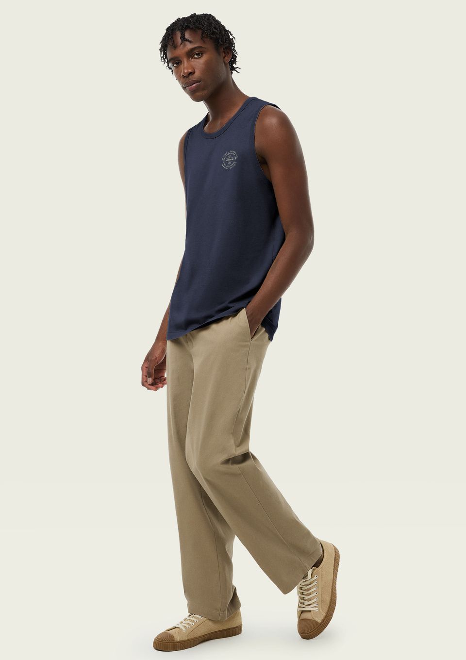 Regata Básica Masculina Regular com Estampa - Azul