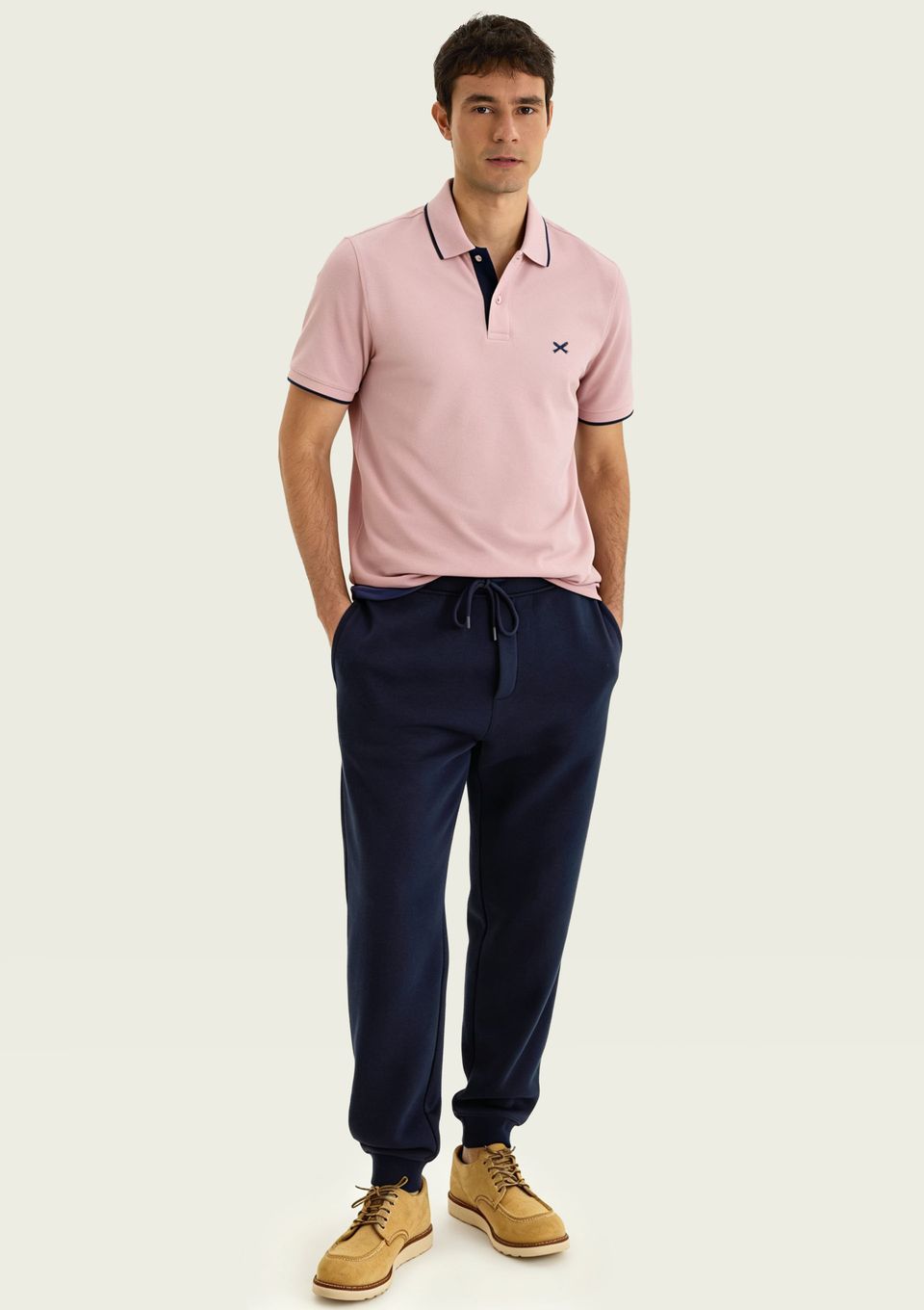 Camisa Polo Básica Masculina em Piquet com Bordado - Rosa