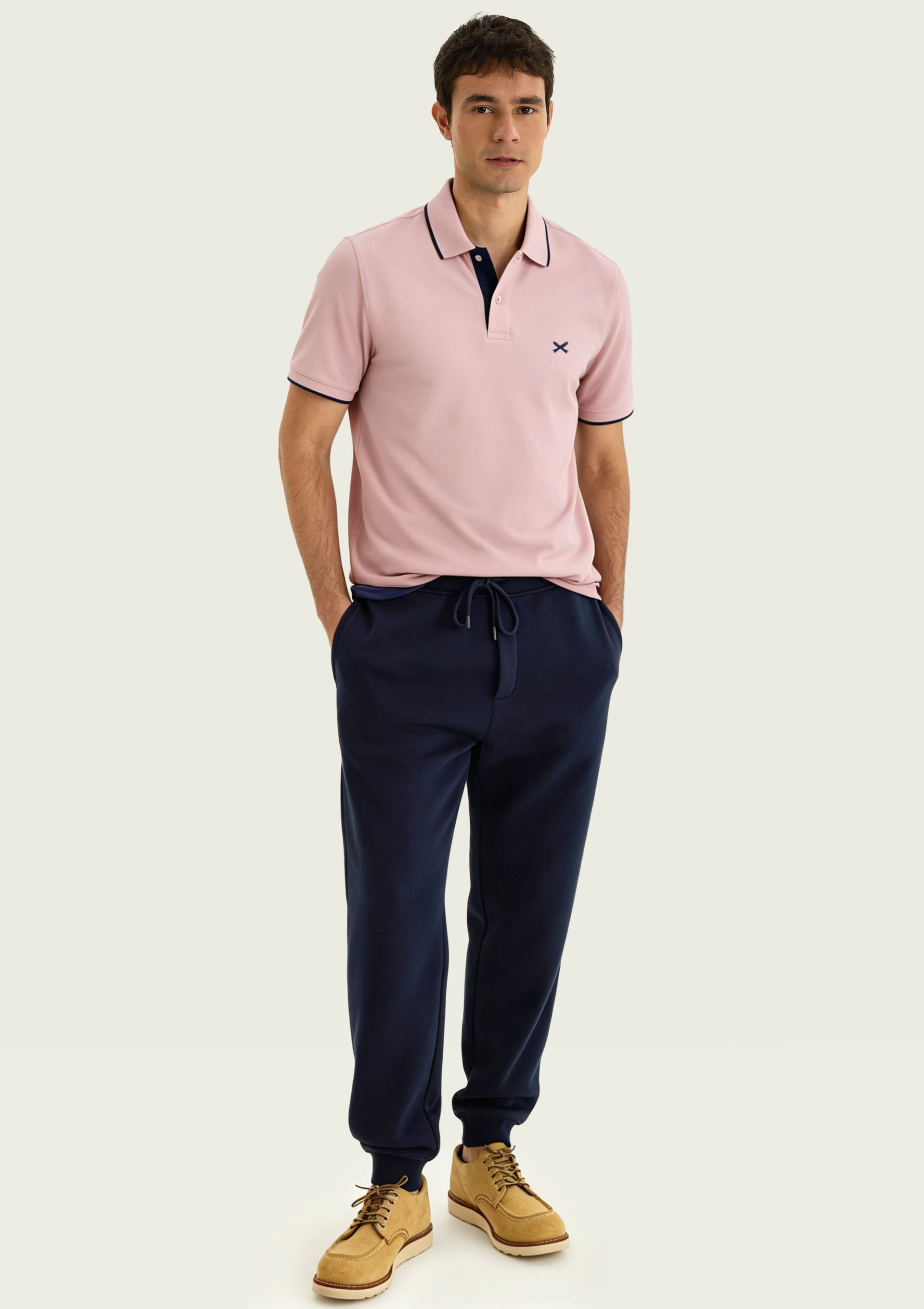Camisa Polo Básica Masculina Em Piquet Com Bordado - Rosa