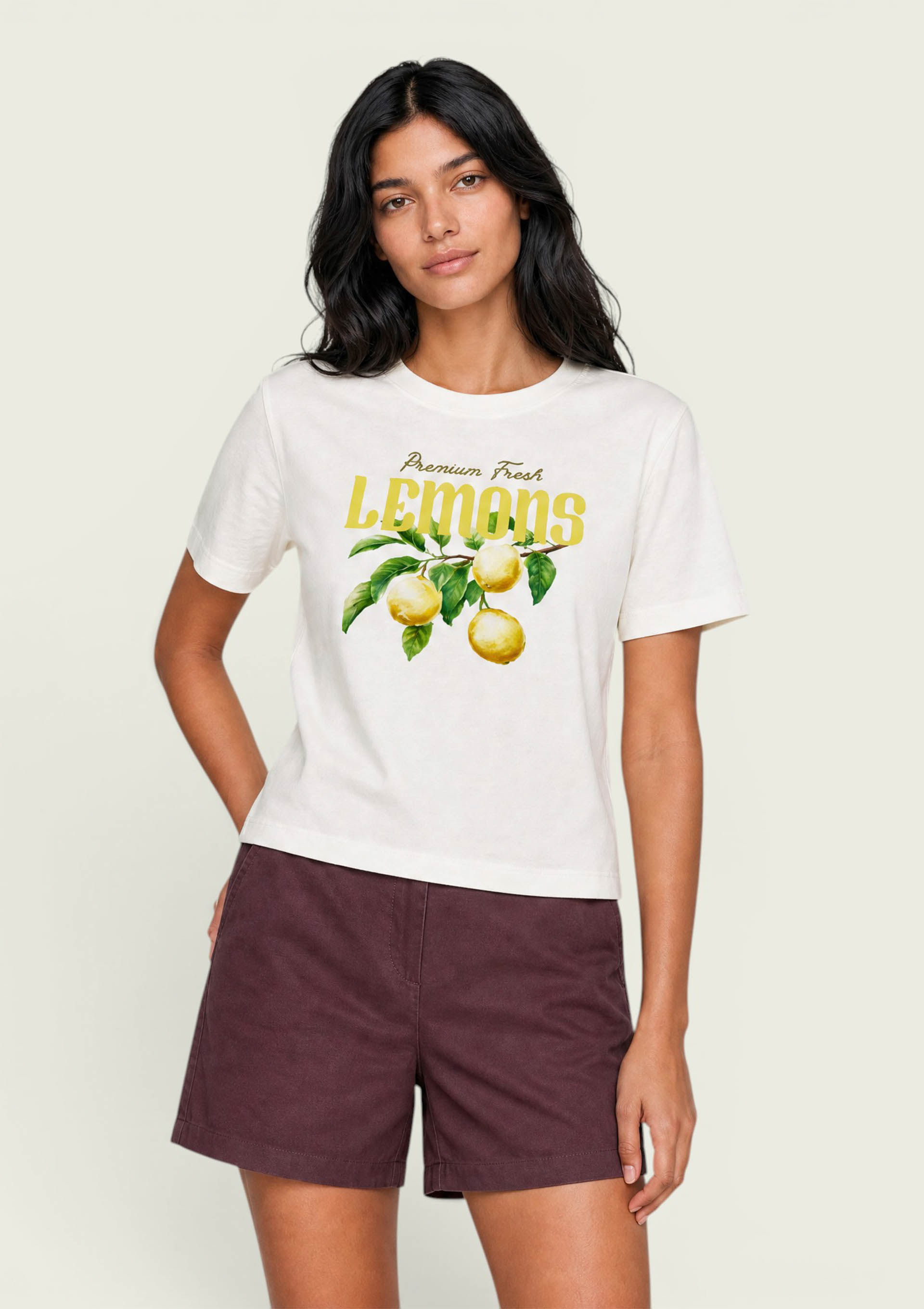 Blusa Feminina Manga Curta Estampada - Off white