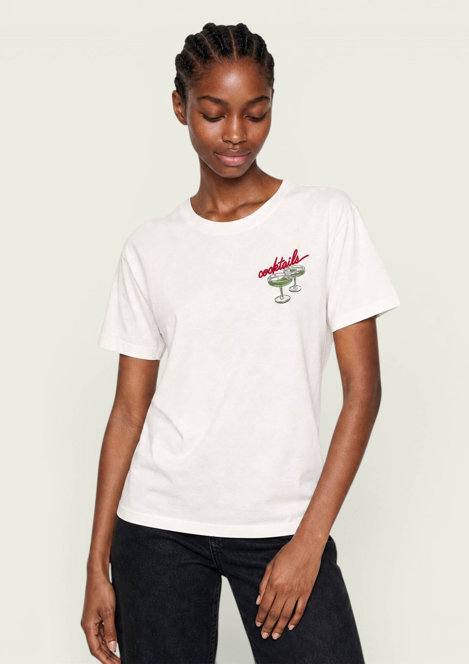 Blusa Feminina Manga Curta Estampada - Off White