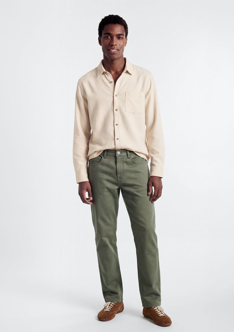 Calça Masculina Slim em Sarja - Verde