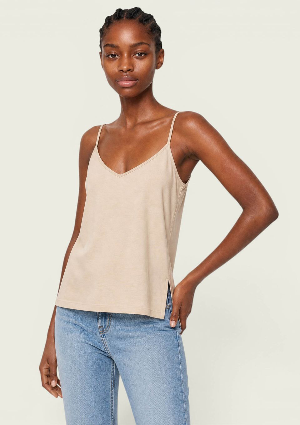 Regata Feminina Malha Texturizada Regular - Creme