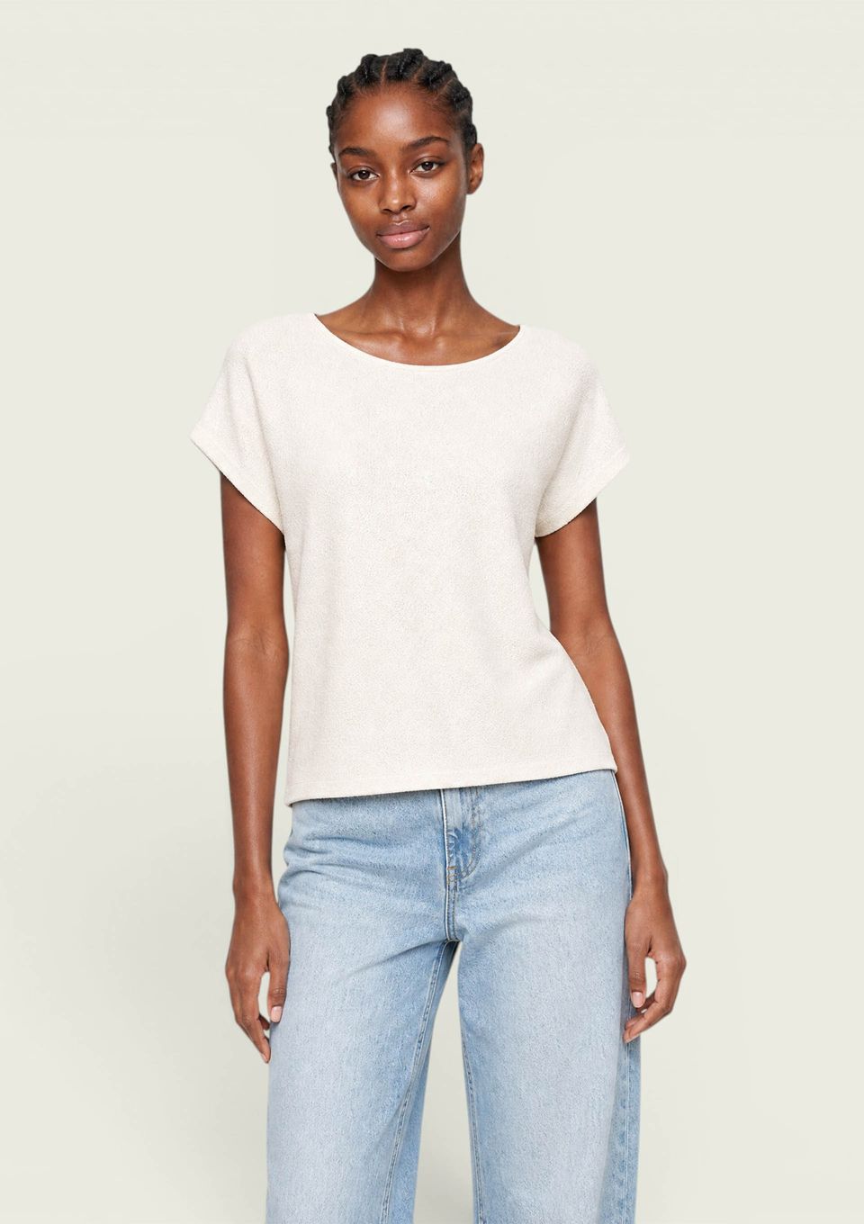 Blusa Feminina Manga Curta Texturizada - Off White