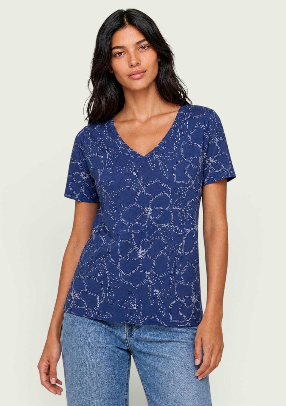 Blusa Feminina Estampada em Viscose - Azul
