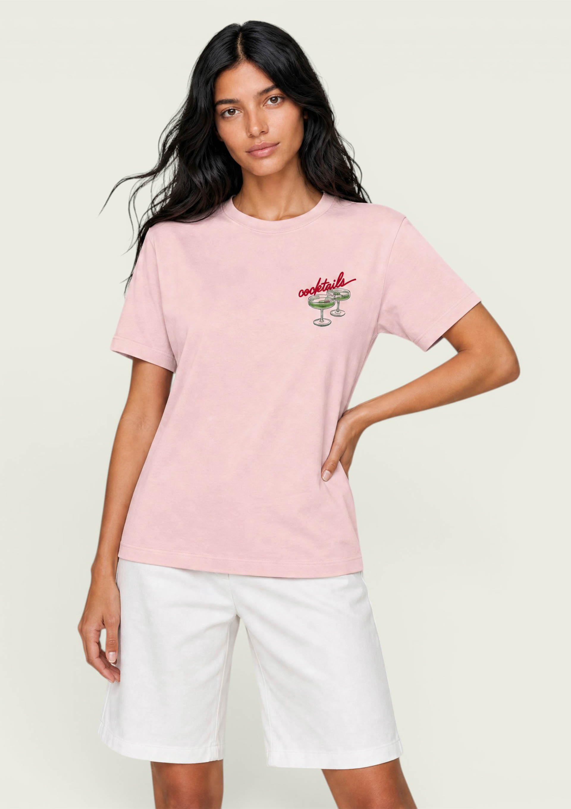 Camiseta Feminina Manga Curta Malha De Algodão - Rosa