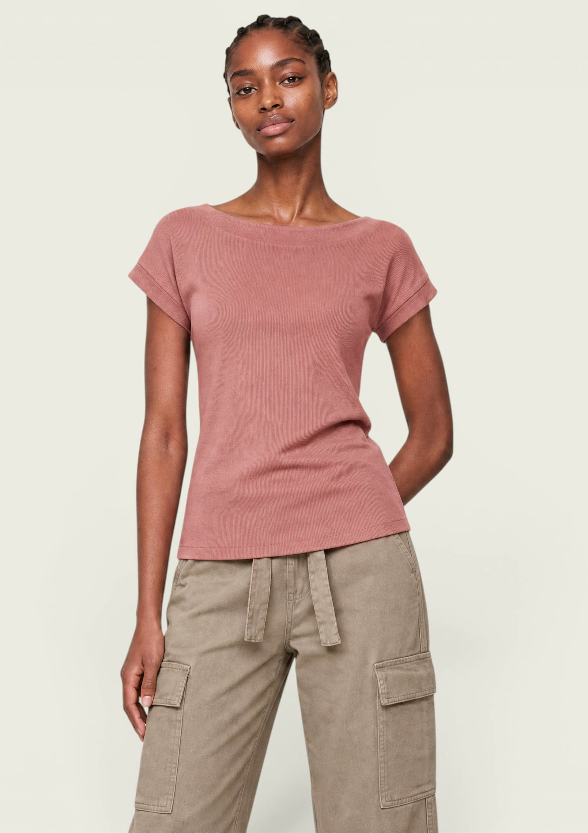 Blusa Feminina Em Ribana Canelada - Rosa