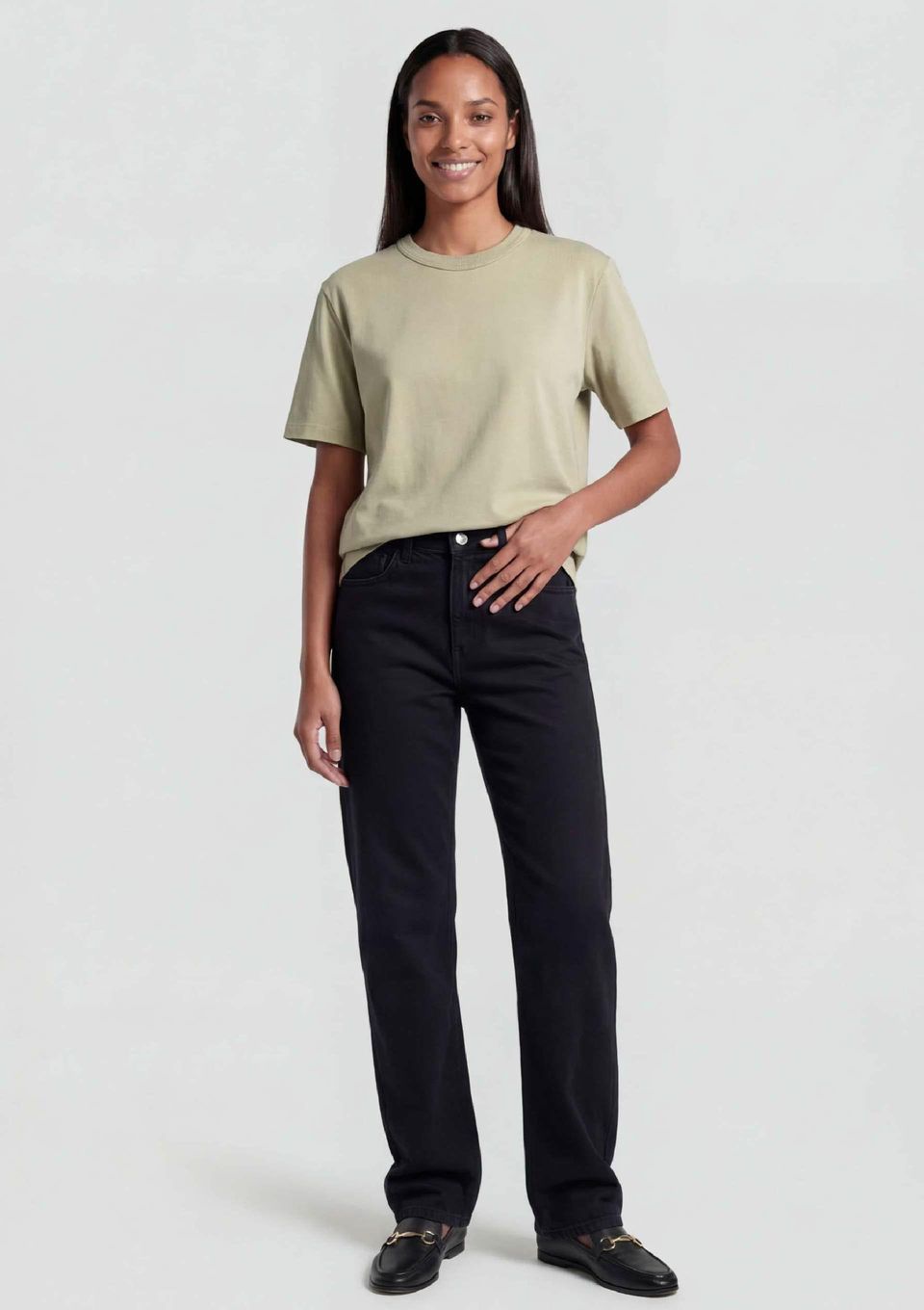 Calça Feminina Reta em Sarja - Preto