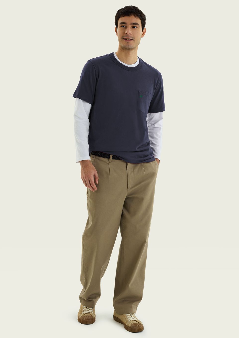 Camiseta Masculina Manga Curta com Bolso - Azul
